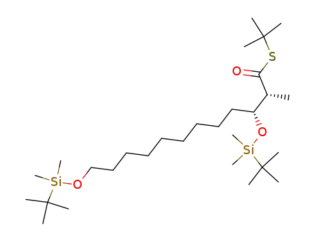 (2R,3R)-3,12-Bis-(tert-butyl-dimethyl-silanyloxy)-2-methyl-dodecanethioic acid S-tert-butyl ester