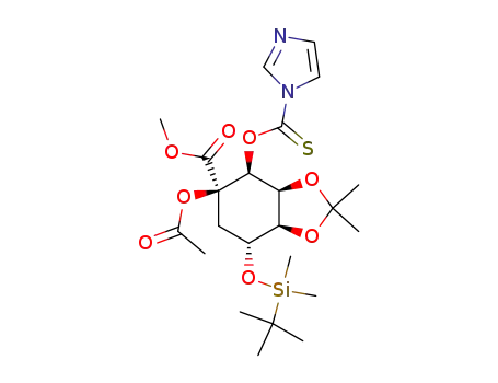 (3aS,4S,5R,7R,7aR)-5-Acetoxy-7-(tert-butyl-dimethyl-silanyloxy)-4-(imidazole-1-carbothioyloxy)-2,2-dimethyl-hexahydro-benzo[1,3]dioxole-5-carboxylic acid methyl ester