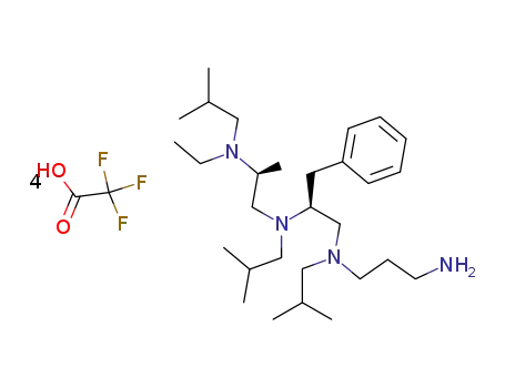 N3,6,9-triisobutyl-12-amino-(4S)-methyl-(7S)-benzyl-3,6,9-triazadodecane, tetrakis(trifluoroacetic acid) salt
