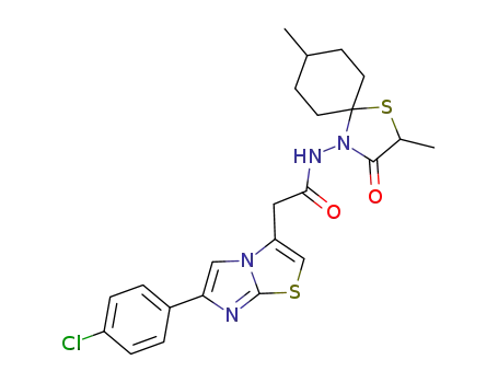 2-[6-(4-chloro-phenyl)-imidazo[2,1-b]thiazol-3-yl]-N-(2,8-dimethyl-3-oxo-1-thia-4-aza-spiro[4.5]dec-4-yl)-acetamide