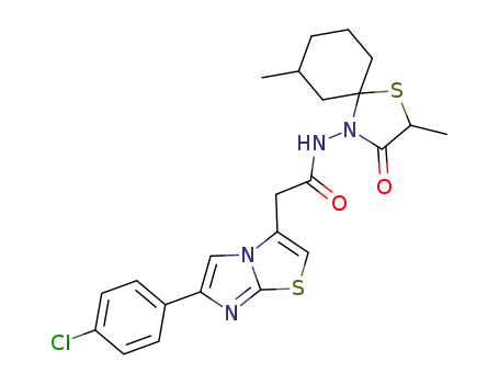 2-[6-(4-chloro-phenyl)-imidazo[2,1-b]thiazol-3-yl]-N-(2,7-dimethyl-3-oxo-1-thia-4-aza-spiro[4.5]dec-4-yl)-acetamide