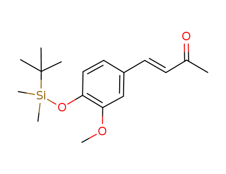 Molecular Structure of 911682-18-3 (3-Buten-2-one,
4-[4-[[(1,1-dimethylethyl)dimethylsilyl]oxy]-3-methoxyphenyl]-, (3E)-)