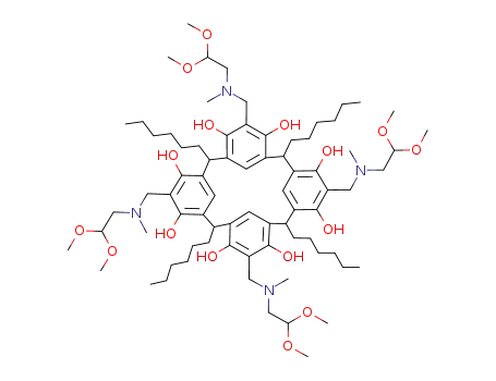 4,6,10,12,16,18,22,24-octahydroxy-5,11,17,23-tetrakis[(2,2-dimethoxyethyl)(methyl)aminomethyl]-2,8,14,20-tetrahexylpentacyclo[19.3.1.13,7.19,13.115,19]octacosa-1(25),3,5,7(28),9,11,13(27),15,17,19(26),21,23-dodecaene