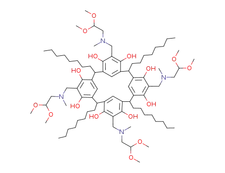 4,6,10,12,16,18,22,24-octahydroxy-5,11,17,23-tetrakis[(2,2-dimethoxyethyl)(methyl)aminomethyl]-2,8,14,20-tetraoctylpentacyclo[19.3.1.13,7.19,13.115,19]octacosa-1(25),3,5,7(28),9,11,13(27),15,17,19(26),21,23-dodecaene
