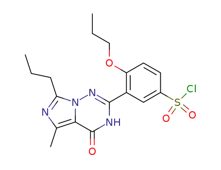 4-propoxy-3-(5-methyl-4-oxo-7-propyl-3,4-dihydroimidazo[5,1-f][1,2,4]triazin-2-yl)-benzenelsulfonic acid chloride