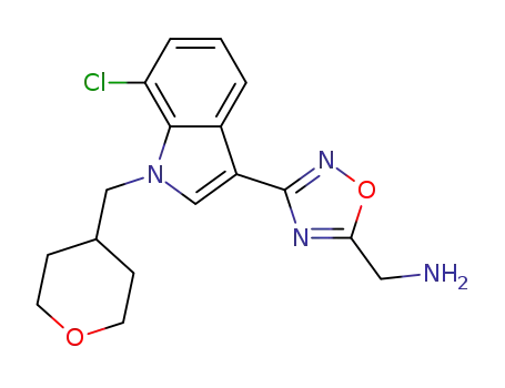 7-chloro-3-[5-aminomethyl-[1,2,4]oxadiazol-3-yl]-1-(tetrahydropyran-4-yl)methyl-1H-indole