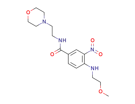 Molecular Structure of 1015992-68-3 (4-(2-methoxyethylamino)-N-(2-morpholinoethyl)-3-nitrobenzamide)