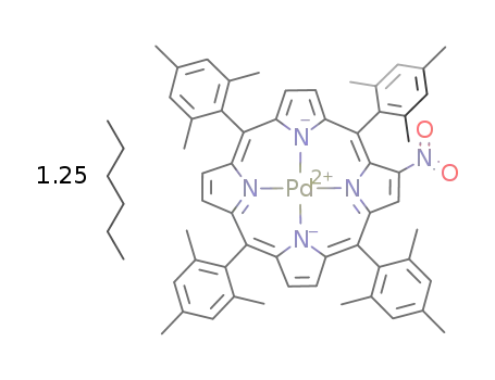2-nitro-meso-tetramesitylporphyrinatopalladium(II) hexane 1.25-solvate