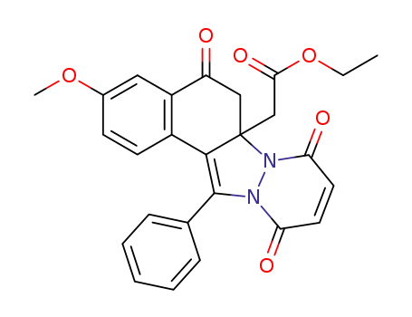ethyl 2-(3-methoxy-5,8,11-trioxo-13-phenyl-6,6a,8,11-tetrahydro-5H-benzo[e]pyridazino[1,2-a]indazol-6a-yl)acetate