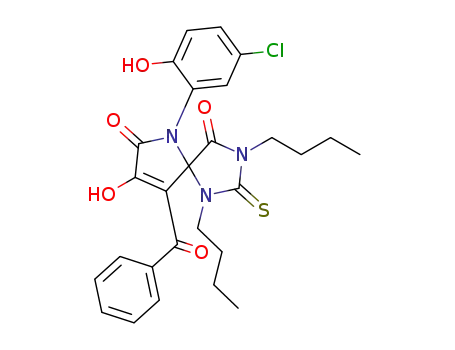 9-benzoyl-1,3-dibutyl-6-(5-chloro-2-hydroxyphenyl)-8-hydroxy-2-thioxo-1,3,6-triazaspiro[4.4]non-8-ene-4,7-dione