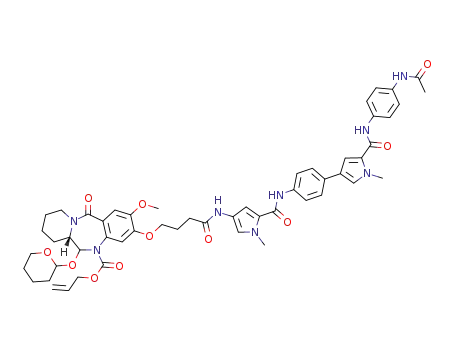allyl (6aS)-3-(4-((5-((4-(5-((4-acetamidophenyl)carbamoyl)-1-methyl-1H-pyrrol-3-yl)phenyl)carbamoyl)-1-methyl-1H-pyrrol-3-yl)amino)-4-oxobutoxy)-2-methoxy-12-oxo-6-((tetrahydro-2H-pyran-2-yl)oxy)-6,6a,7,8,9,10-hexahydrobenzo[e]pyrido[1,2-a][1,4]diazepine-5(12H)-carboxylate
