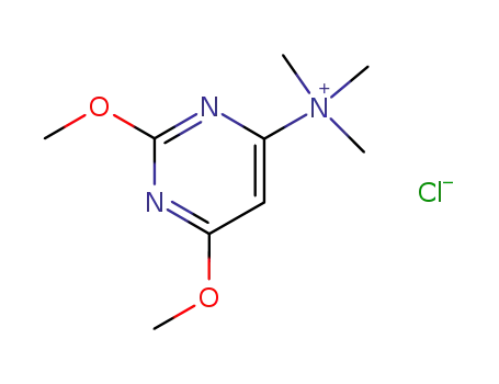 Molecular Structure of 77767-96-5 (2,6-dimethoxy-N,N,N-trimethylpyrimidin-4-aminium)