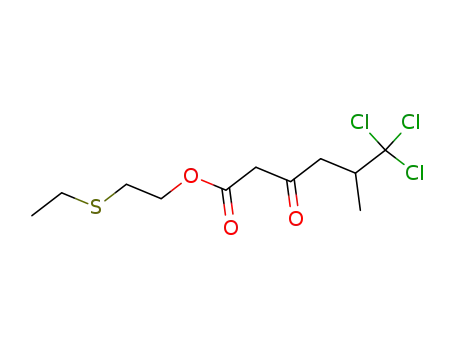 Molecular Structure of 91265-42-8 (Hexanoic acid, 6,6,6-trichloro-5-methyl-3-oxo-, 2-(ethylthio)ethyl ester)