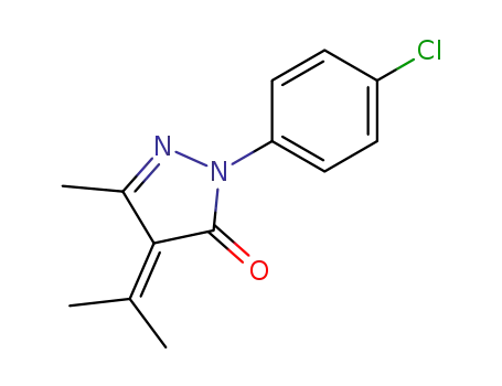 Molecular Structure of 108161-18-8 (3H-Pyrazol-3-one,
2-(4-chlorophenyl)-2,4-dihydro-5-methyl-4-(1-methylethylidene)-)