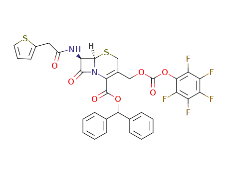 (6R,7R)-8-Oxo-3-pentafluorophenyloxycarbonyloxymethyl-7-(2-thiophen-2-yl-acetylamino)-5-thia-1-aza-bicyclo[4.2.0]oct-2-ene-2-carboxylic acid benzhydryl ester