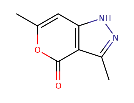 Molecular Structure of 106089-56-9 (Pyrano[4,3-c]pyrazol-4(1H)-one, 3,6-dimethyl-)