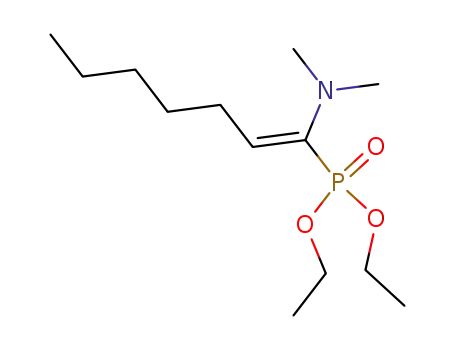 Molecular Structure of 89264-80-2 (Phosphonic acid, [1-(dimethylamino)-1-heptenyl]-, diethyl ester, (E)-)