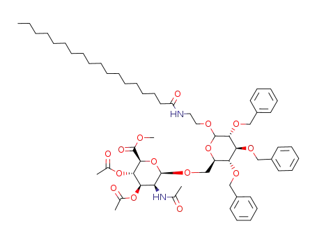 (2S,3S,4R,5S,6R)-3,4-Diacetoxy-5-acetylamino-6-[(2R,3R,4S,5R)-3,4,5-tris-benzyloxy-6-(2-octadecanoylamino-ethoxy)-tetrahydro-pyran-2-ylmethoxy]-tetrahydro-pyran-2-carboxylic acid methyl ester