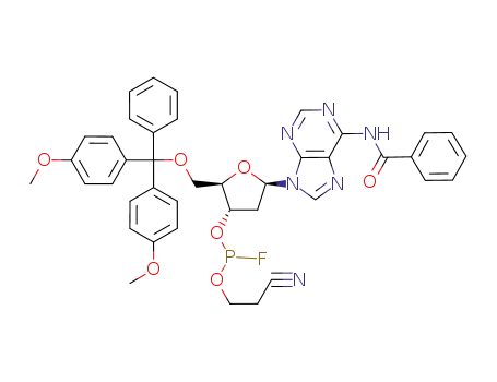 Phosphorofluoridous acid (2R,3S,5R)-5-(6-benzoylamino-purin-9-yl)-2-[bis-(4-methoxy-phenyl)-phenyl-methoxymethyl]-tetrahydro-furan-3-yl ester 2-cyano-ethyl ester