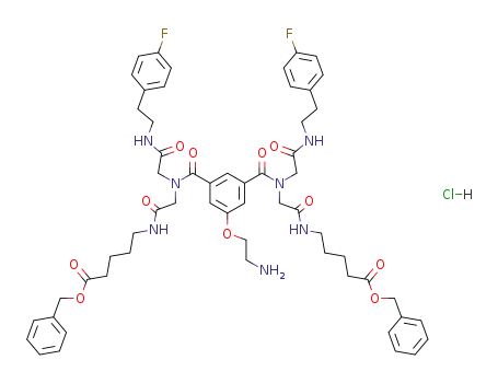 5-[2-([3-(2-amino-ethoxy)-5-([(4-benzyloxycarbonyl-butylcarbamoyl)-methyl]-{[2-(4-fluoro-phenyl)-ethylcarbamoyl]-methyl}-carbamoyl)-benzoyl]-{[2-(4-fluoro-phenyl)-ethylcarbamoyl]-methyl}-amino)-acetylamino]-pentanoic acid benzyl ester; hydrochloride