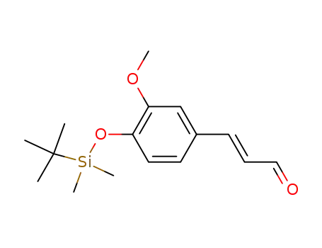 Molecular Structure of 290820-47-2 (2-Propenal,
3-[4-[[(1,1-dimethylethyl)dimethylsilyl]oxy]-3-methoxyphenyl]-, (2E)-)