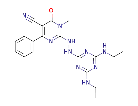 2,4-bisethylamino-6-(5'-cyano-3'-N-methyl-6'-phenyl-3',4'-dihydropyrimidin-4'-one-2'-yl-hydrazino)-s-triazine