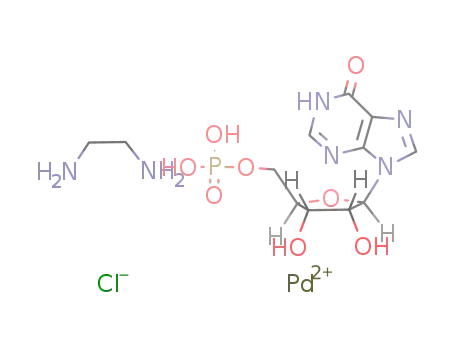 Pd(2+)*NH2CH2CH2NH2*Cl(1-)*C10H11N4O5PO3H2=Pd(NH2CH2CH2NH2)(C10H11N4O5PO3H2)Cl(1+)