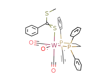 fac-tricarbonyl(bis(diphenylphosphino)ethane)(η1-methyldithiobenzoate)tungsten