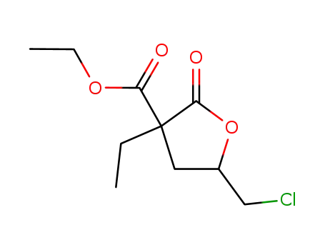 Molecular Structure of 94958-06-2 (3-Furancarboxylic acid, 5-(chloromethyl)-3-ethyltetrahydro-2-oxo-, ethyl
ester)