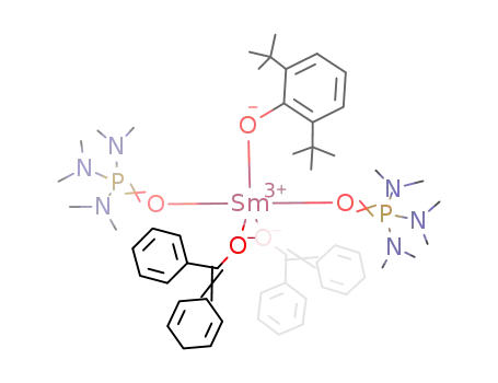 Sm(OC(=C6H6)Ph)2(O-C6H3-(t)Bu2-2,6)(hexamethylphosphoramide)2