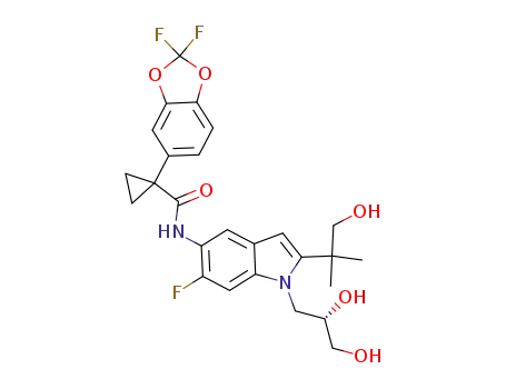 (R)-1-(2,2-difluorobenzo[d][1,3]dioxol-5-yl)-N-(1-(2,3-dihydroxypropyl)-6-fluoro-2-(1-hydroxy-2-methylpropan-2-yl)-1H-indol-5-yl)cyclopropanecarboxamide