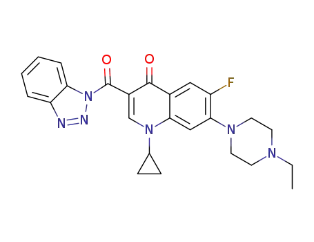 3-(1H-benzo[d][1,2,3]triazole-1-carbonyl)-1-cyclopropyl-7-(4-ethylpiperazin-1-yl)-6-fluoroquinolin-4(1H)-one