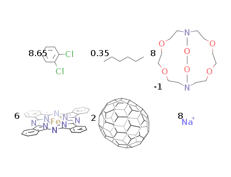 (C70-)2·{[iron(I) phthalocyanine]-}6·(cryptand[2,2,2]·[Na+])8·(o-dichlorobenzene)8.65·(C6H14)0.35