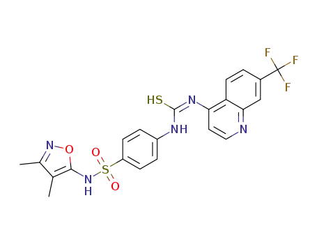 (E)-N-(4-(N-(3,4-dimethylisoxazol-5-yl)sulfamoyl)phenyl)-N'-(7-(trifluoromethyl)quinolin-4-yl)carbamimidothioic acid