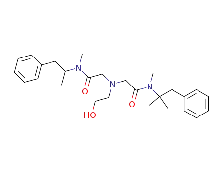 Molecular Structure of 119483-39-5 (Acetamide,
N-(1,1-dimethyl-2-phenylethyl)-2-[(2-hydroxyethyl)[2-[methyl(1-methyl-2-
phenylethyl)amino]-2-oxoethyl]amino]-N-methyl-)