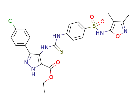 ethyl 3-(4-chlorophenyl)-3-(4-(N-(3,4-dimethyl[1,2]isooxazolo)sulfamoyl)phenyl)thioureido-1H-pyrazole-5-carboxylate