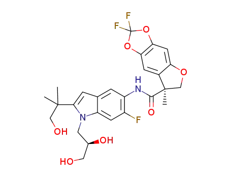 (7S)-N-{1-[(2R)-2,3-dihydroxypropyl]-6-fluoro-2-(1-hydroxy-2-methylpropan-2-yl)-1H-indol-5-yl}-2,2-difluoro-7-methyl-6,7-dihydro-2H-furo[2,3-f][1,3]benzodioxole-7-carboxamide