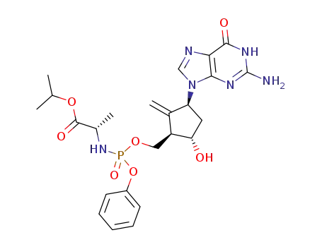 2-amino-1,9-dihydro-9-[(1S,3R,4S)-4-hydroxy-3-(((S)-1-isopropoxycarbonylethylamino(phenoxy)phosphoryl)oxymethyl)-2-methylidenecyclopentyl]-6H-purin-6-one