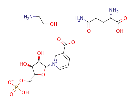 2-hydroxyethan-1-aminium (S)-4-amino-1-carboxy-4-oxobutan-1-aminium 1-((2R,3R,4S,5R)-3,4-dihydroxy-5-((phosphonatooxy)methyl)tetrahydrofuran-2-yl)pyridin-1-ium-3-carboxylate