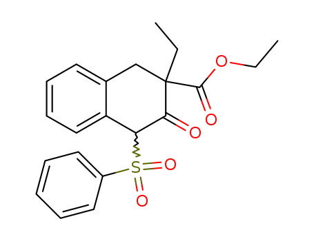 Molecular Structure of 88116-04-5 (2-Naphthalenecarboxylic acid,
2-ethyl-1,2,3,4-tetrahydro-3-oxo-4-(phenylsulfonyl)-, ethyl ester)