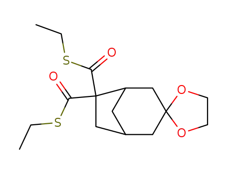 Molecular Structure of 137956-77-5 (Spiro[bicyclo[3.2.1]octane-3,2'-[1,3]dioxolane]-6,6-dicarbothioic acid,
S,S-diethyl ester)