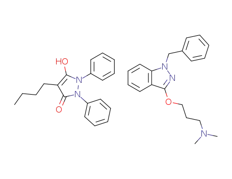 4-butyl-5-hydroxy-1,2-diphenyl-1,2-dihydro-3H-pyrazol-3-one - 3-[(1-benzyl-1H-indazol-3-yl)oxy]-N,N-dimethylpropan-1-amine (1:1)