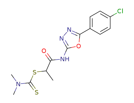 5-(p-Chlorophenyl)-2-<(N,N-dimethylthiocarbamoylthio)propionylamino>-1,3,4-oxadiazole