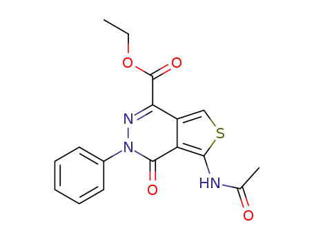 Molecular Structure of 481704-89-6 (Thieno[3,4-d]pyridazine-1-carboxylic acid,
5-(acetylamino)-3,4-dihydro-4-oxo-3-phenyl-, ethyl ester)