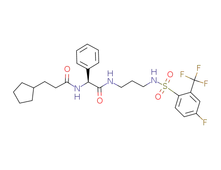 3-cyclopentyl-N-((1S)-2-{[3-({[4-fluoro-2-(trifluoromethyl)phenyl]sulfonyl}amino)propyl]amino}-2-oxo-1-phenylethyl)propanamide