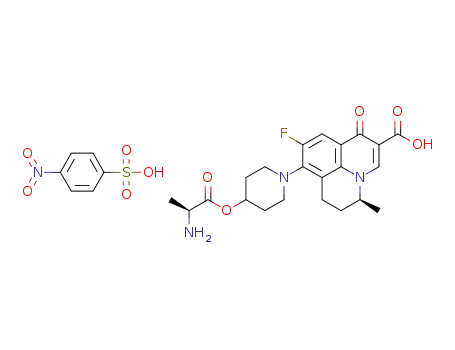 (2'S,5S)-9-fluoro-6,7-dihydro-8-{4-(L-alaninyloxy)-piperidin-1-yl}-5-methyl-1-oxo-1H,5H-benzo[i,j]quinolizine-2-carboxylic acid nitrobenzenesulfonic acid salt