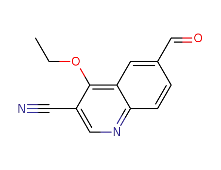 Molecular Structure of 872576-87-9 (3-Quinolinecarbonitrile, 4-ethoxy-6-formyl-)