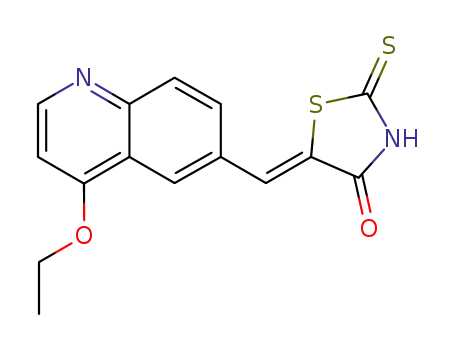 Molecular Structure of 879324-55-7 (4-Thiazolidinone, 5-[(4-ethoxy-6-quinolinyl)methylene]-2-thioxo-, (5Z)-)