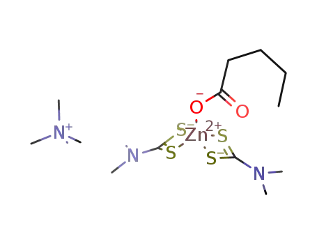 N(CH3)4(1+)*Zn(S2CN(CH3)2)2(OCOCH2CH2CH2CH3)(1-)=[N(CH3)4][Zn(S2CN(CH3)2)2(OCOCH2CH2CH2CH3)]