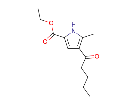 Molecular Structure of 92198-32-8 (1H-Pyrrole-2-carboxylic acid, 5-methyl-4-(1-oxopentyl)-, ethyl ester)